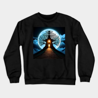 The Gothic Tree of Darkness against the Full Moon Crewneck Sweatshirt